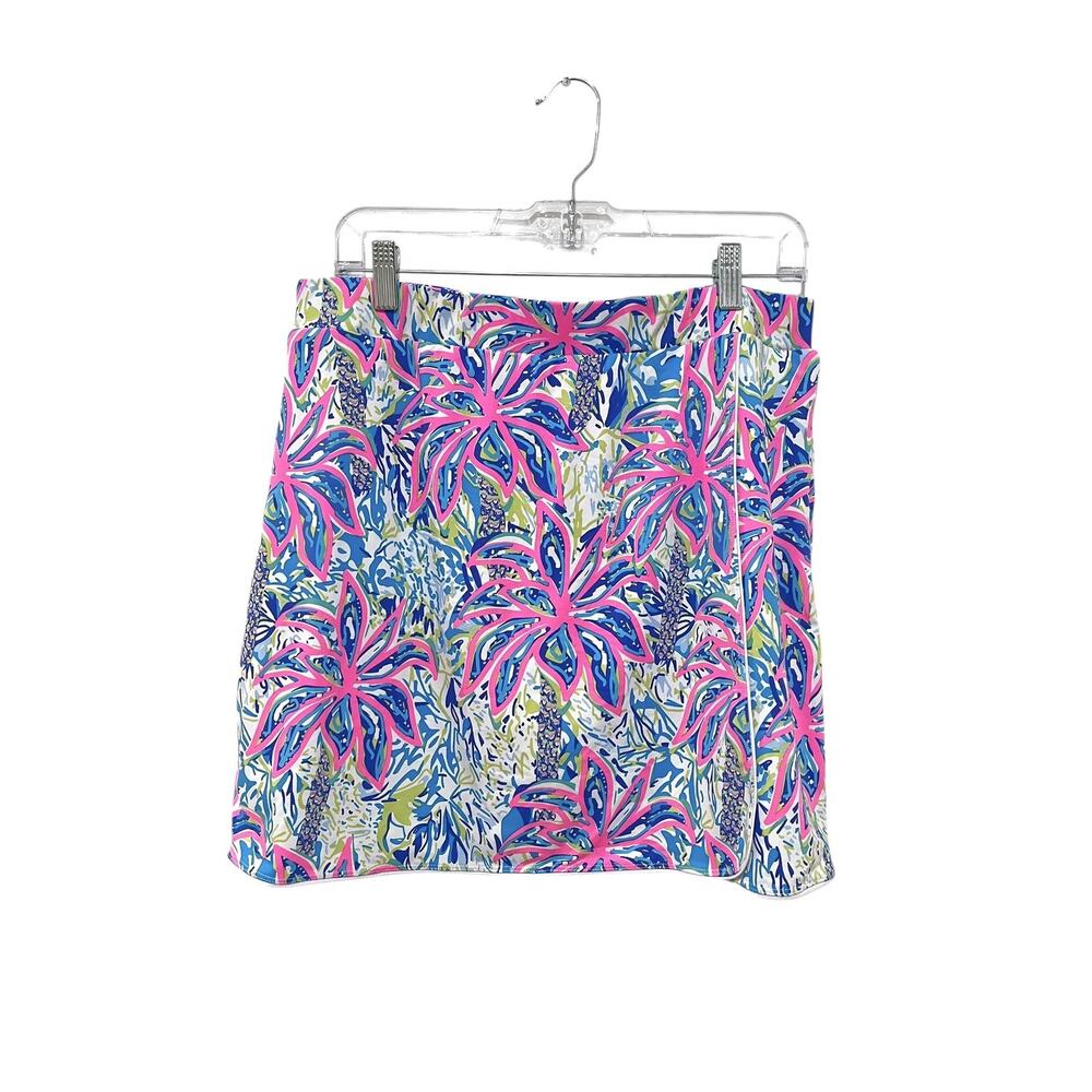 Lulu B Skort Womens Large Multicolor Tropical Palm Print Pull On Lined Golf